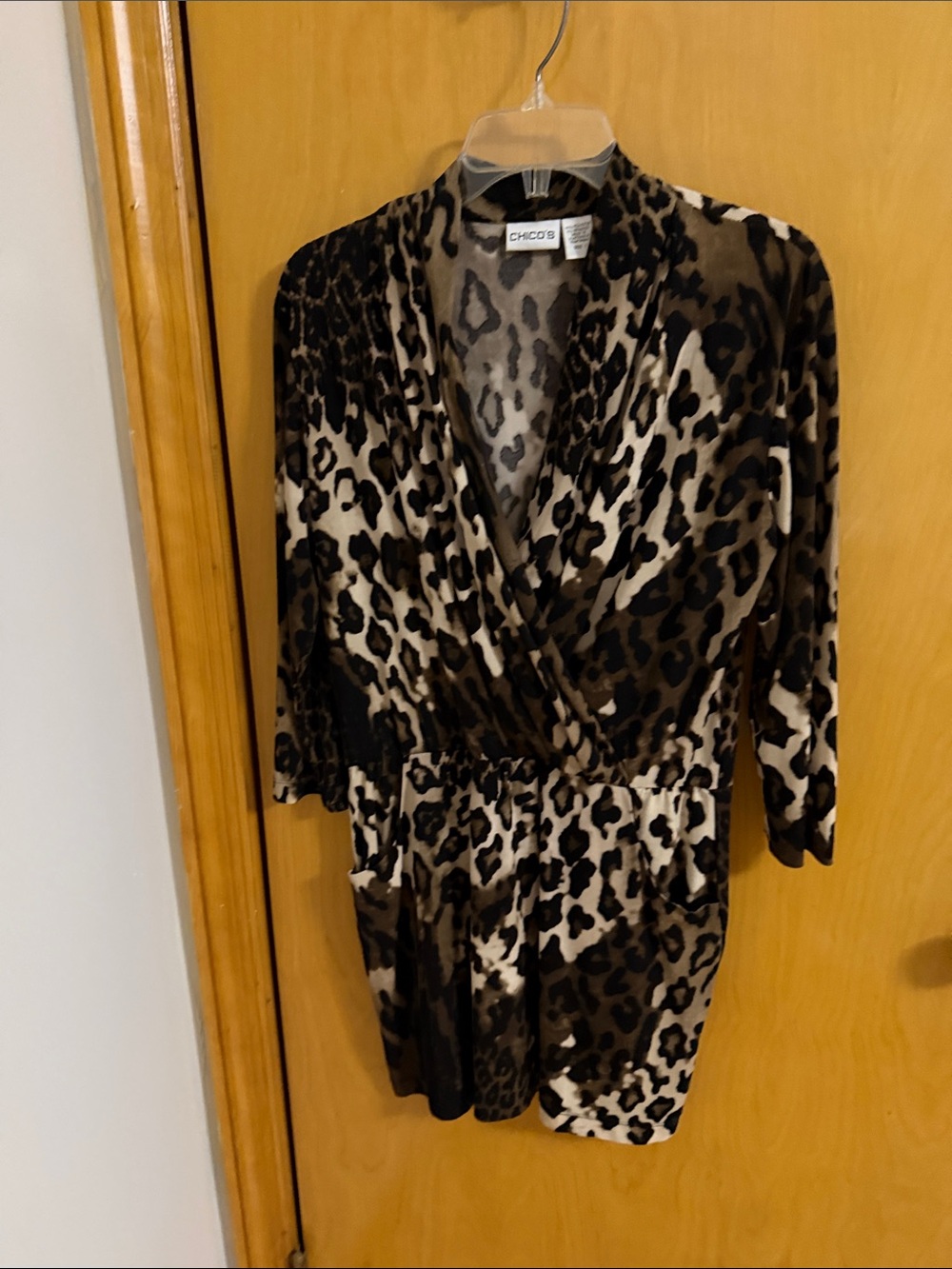 Chico's Leopard Print Wrap Tunic in Brown and Cream